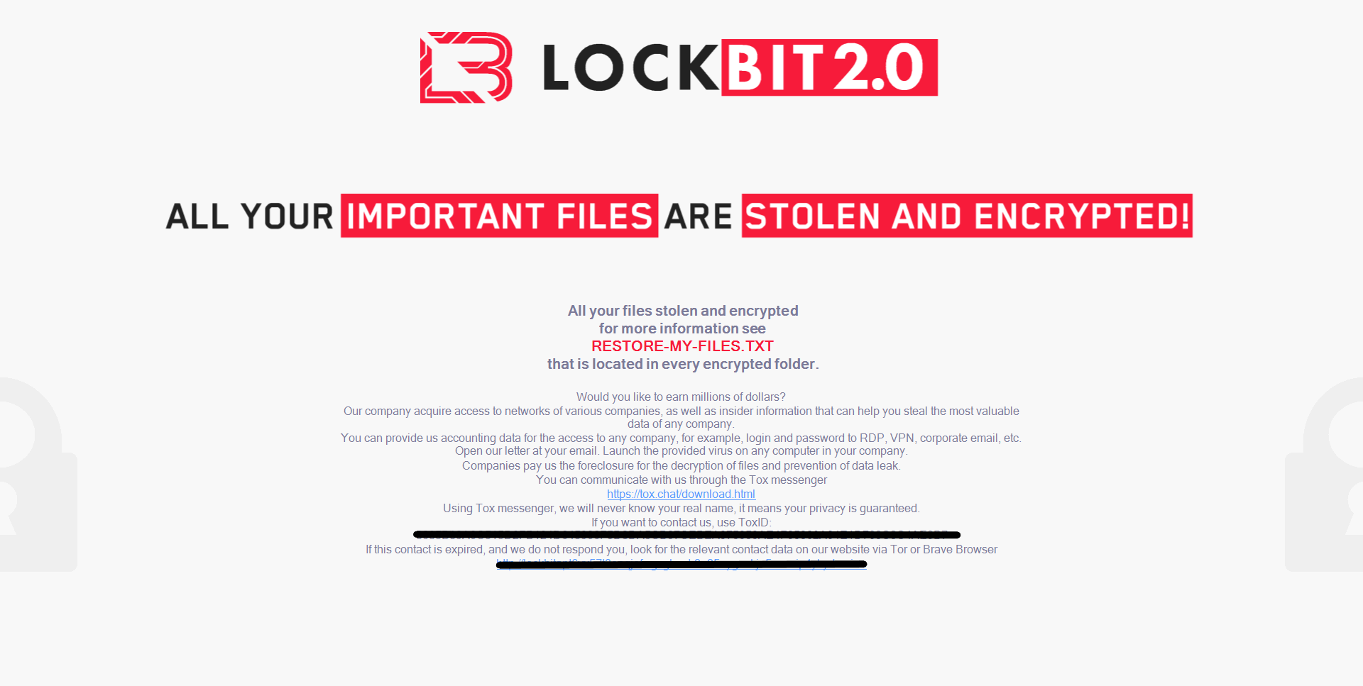 LockBit encrypted file output